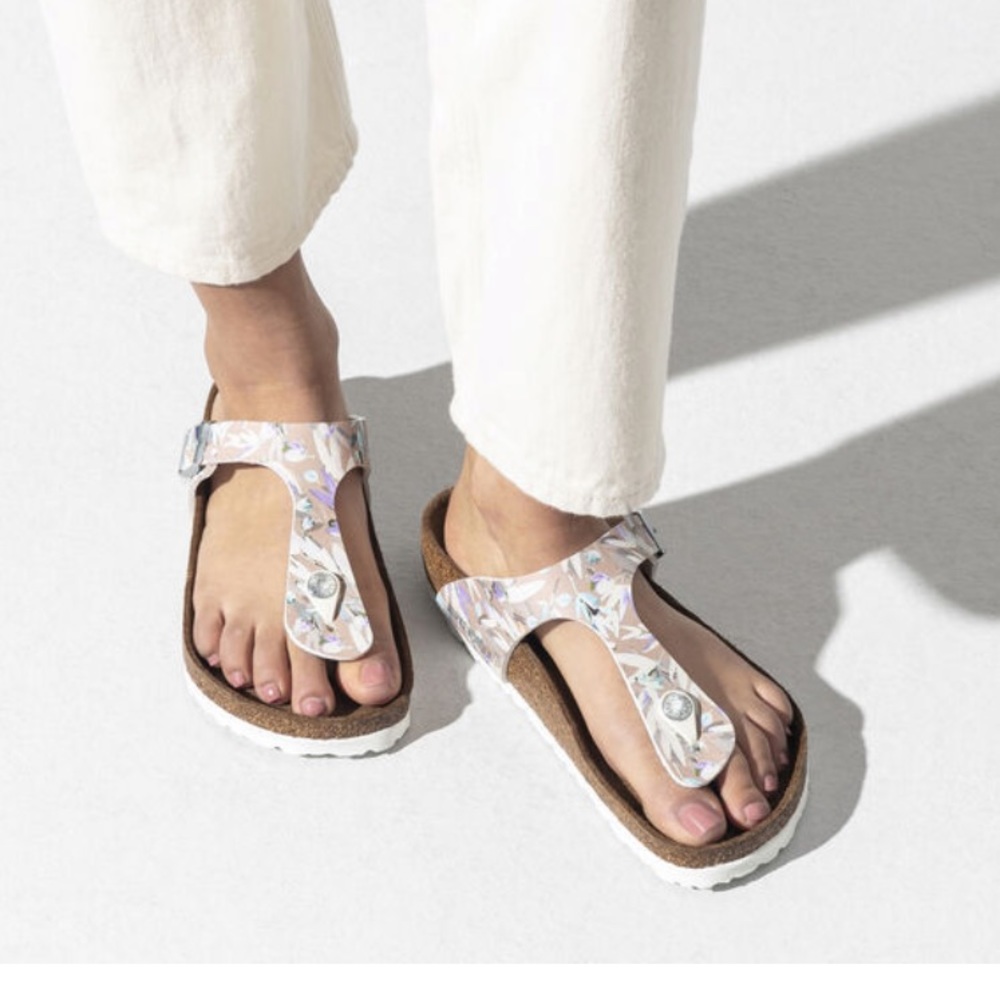 Birkenstock Gizeh Floral Birko-Flor Soft Footbed Sandals Shoes Women 5 to 5 1/2
